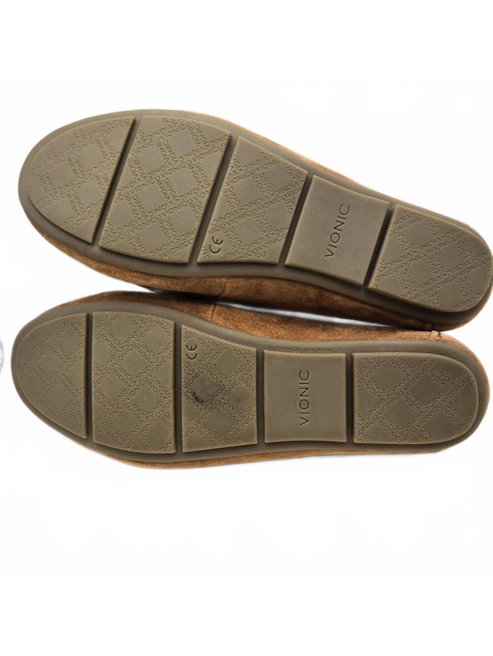 Vionic Mesa Cognac Suede Chain Loafers 9.5 Wide Orthopedic Comfort Flat Shoes - Picture 7 of 7